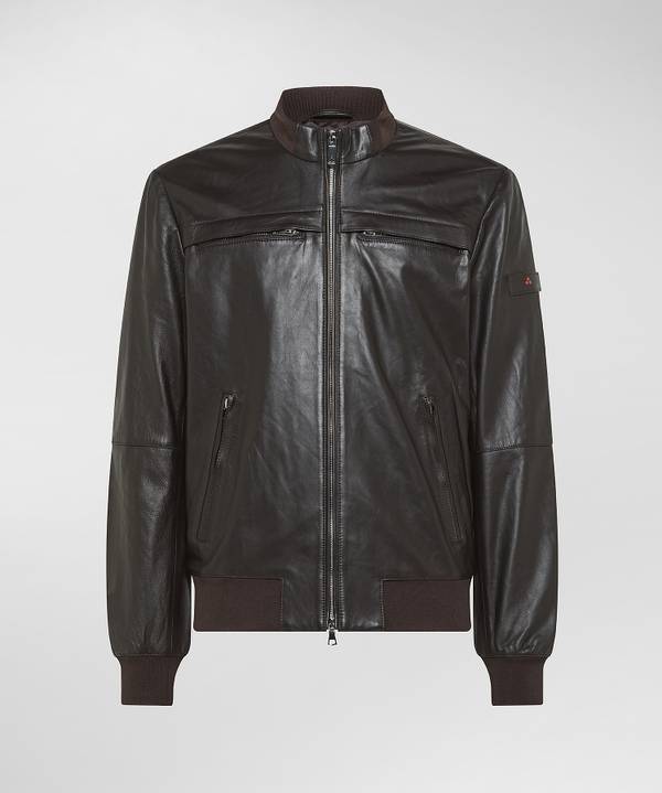 Peuterey Giacca in pelle con dettagli in maglina Moda