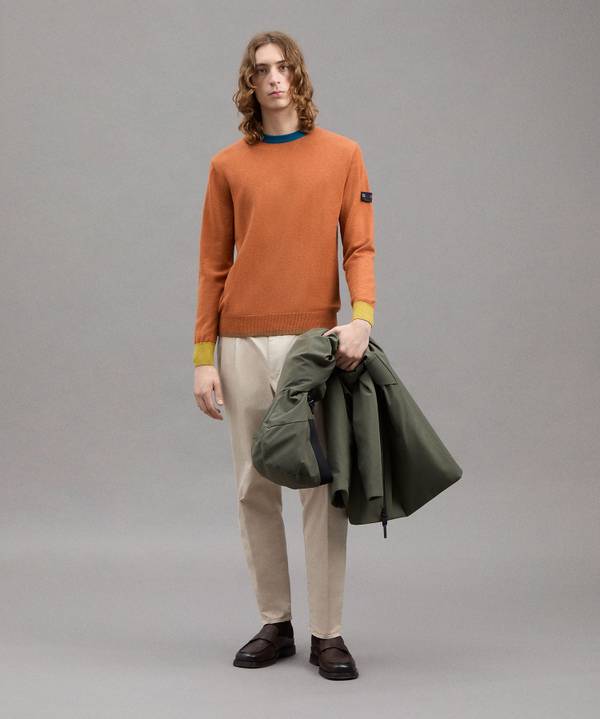 Peuterey Pullover In Tricot Misto Lana Con Dettagli A Contrasto Grande vendita