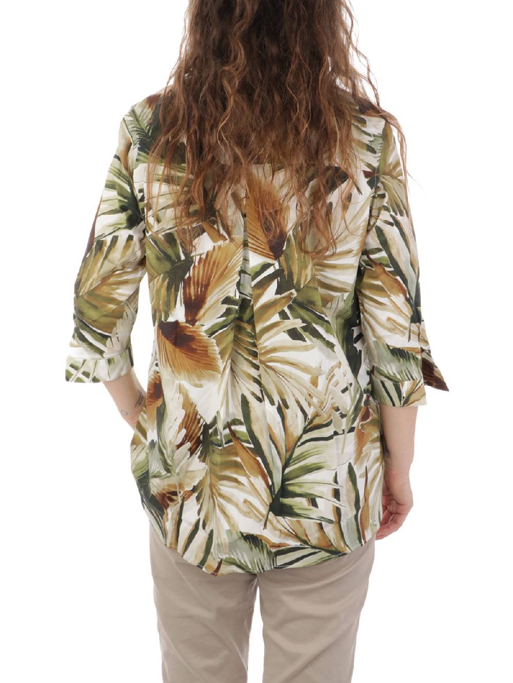 CALIBAN Camicia Donna A Fiori Stretch Nuovo