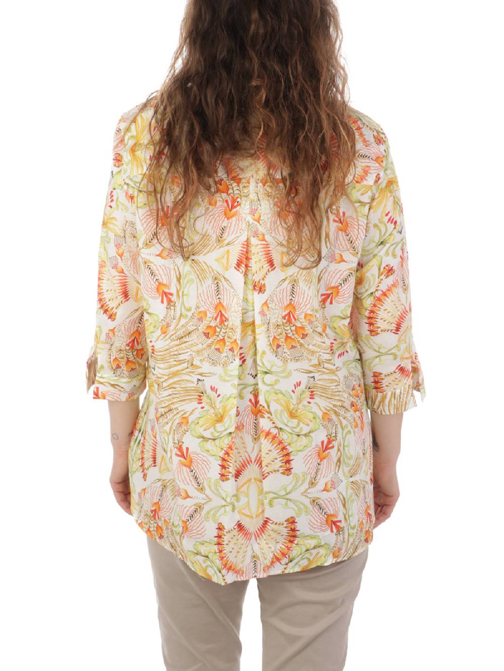 CALIBAN Camicia Donna Coreana A Fiori Qualità