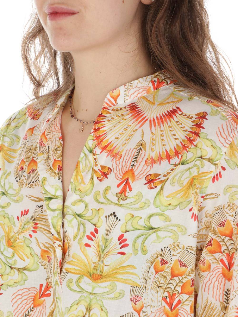 CALIBAN Camicia Donna Coreana A Fiori Qualità