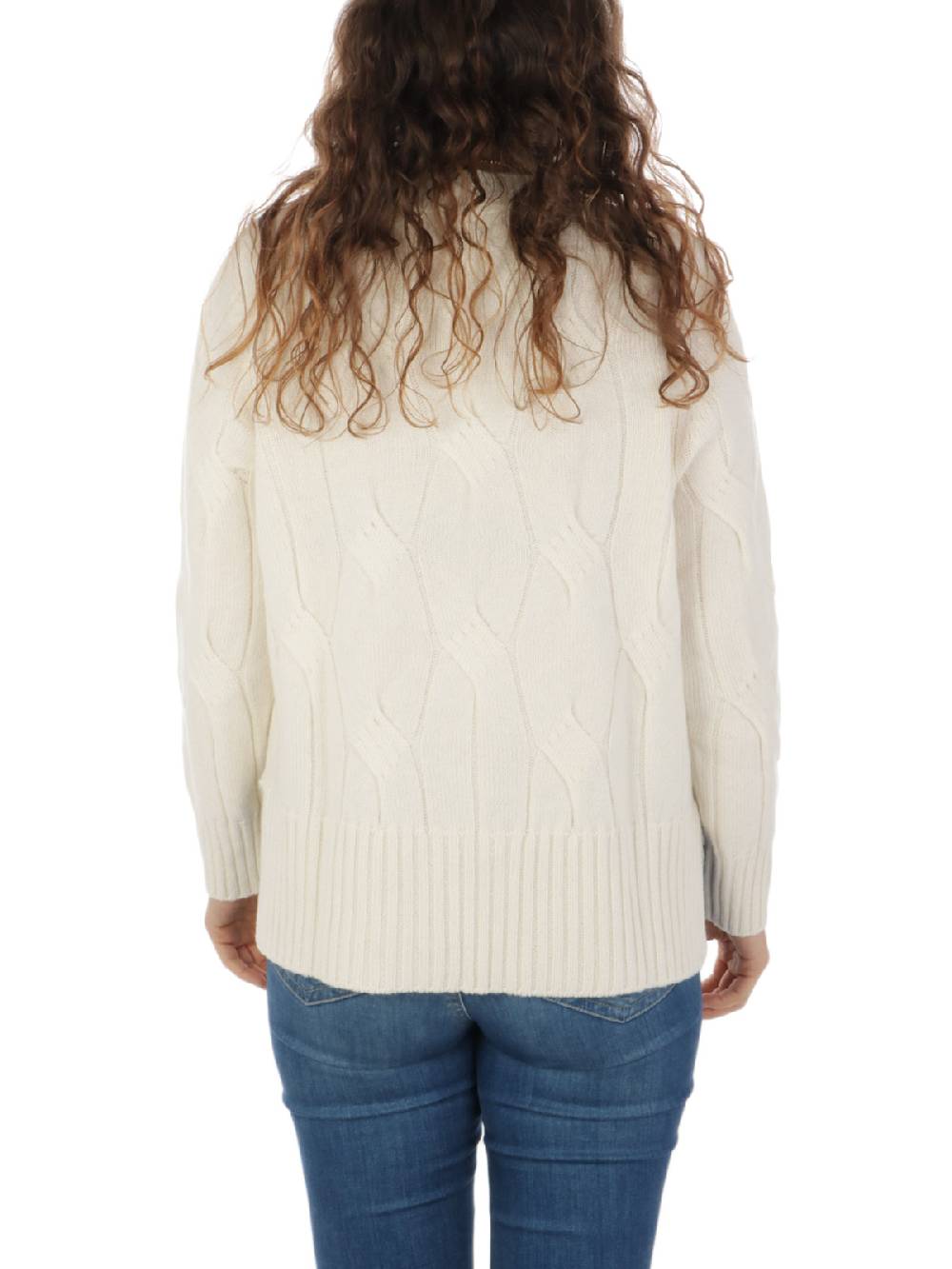KANGRA Maglia Donna in Lana e Cashmere a Treccia Consegna Veloce