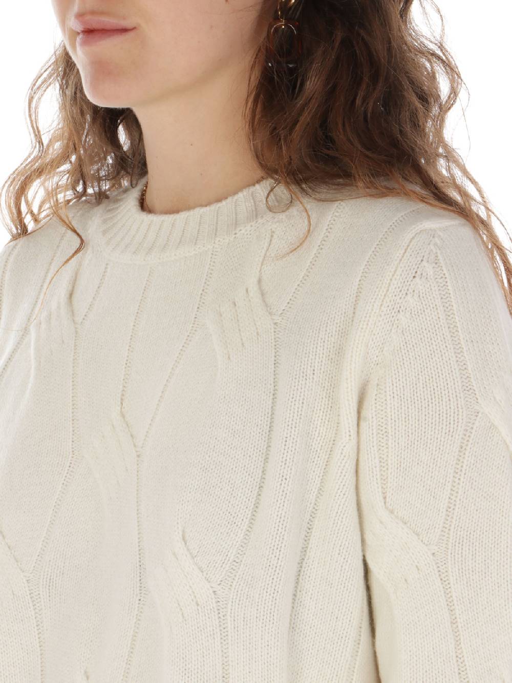 KANGRA Maglia Donna in Lana e Cashmere a Treccia Consegna Veloce