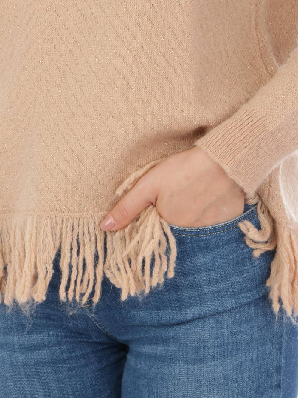 GIOROGA Dolcevita Donna Spigato con Frange Spedizione Gratuita