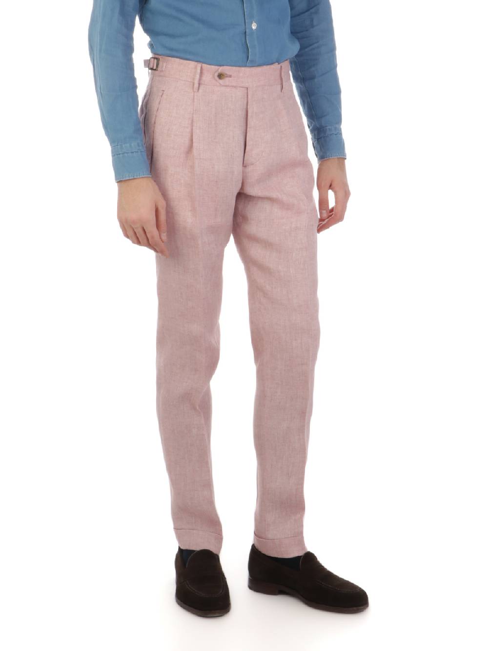 BERWICH Pantalone Uomo Retrolong in Lino Esporta salva