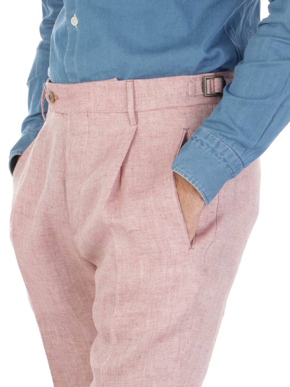 BERWICH Pantalone Uomo Retrolong in Lino Esporta salva