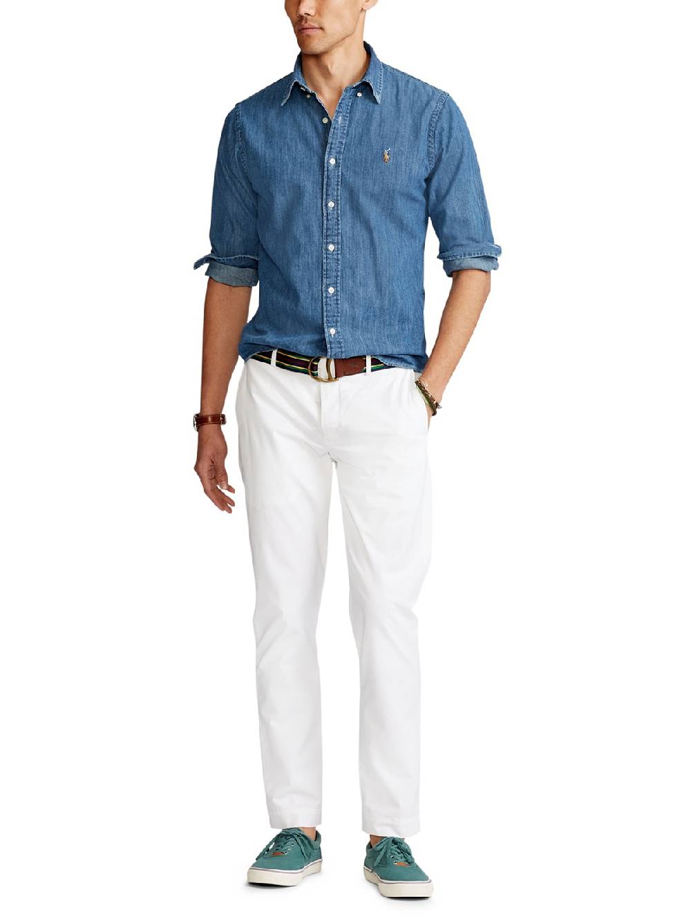 POLO RALPH LAUREN Camicia Uomo in Denim Custom Fit Vendite Flash