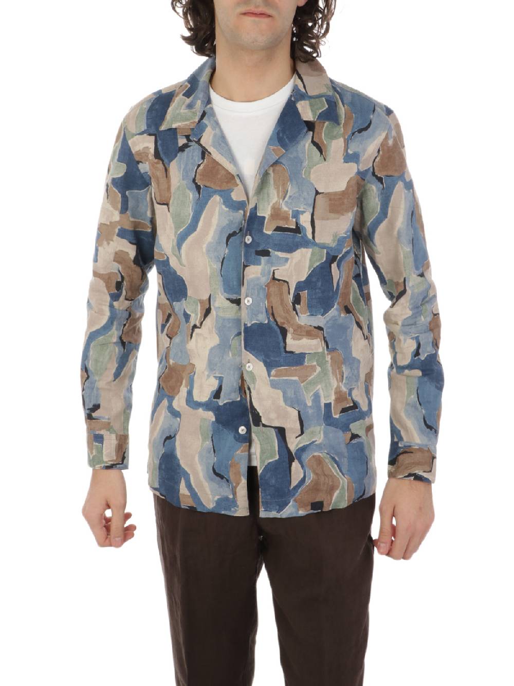 ALTEA Camicia Uomo Fantasia In Lino Fornitura limitata
