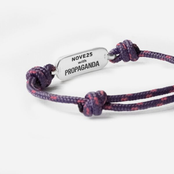 Propaganda Bracciale in Corda Viola con Targa Propaganda W/ Nove25 In Argento In Vendita