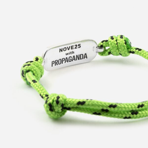 Propaganda Bracciale in Corda Verde con Targa Propaganda W/ Nove25 In Argento Saldi