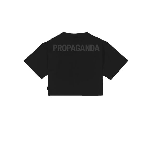 Propaganda Logo Woman Crop Top Tee – Black Saldi