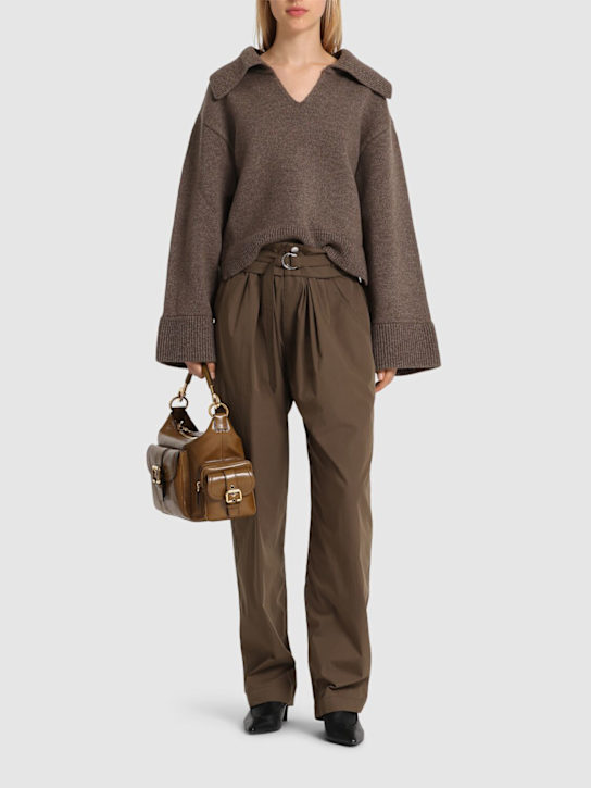Luisaviaroma Celia high rise cotton blend wide pants Soddisfazione Garantita