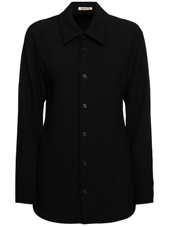 Luisaviaroma Camicia lunga in panno di misto lana doppio
