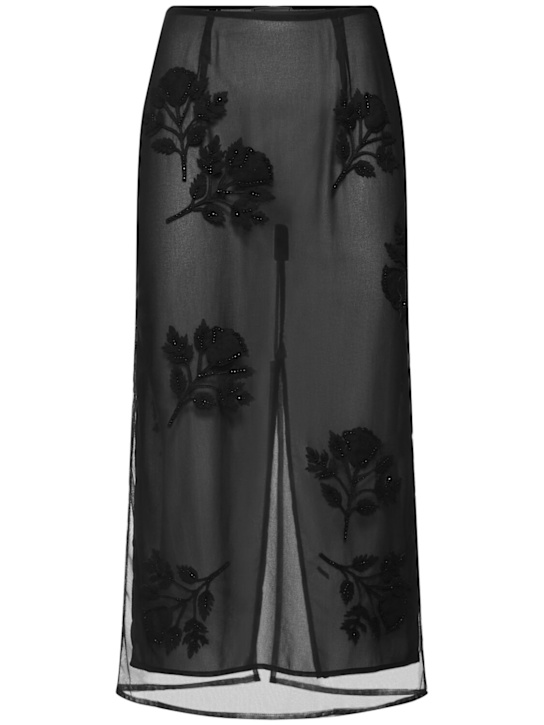 Luisaviaroma Gonna midi con fiori ricamati In Vendita