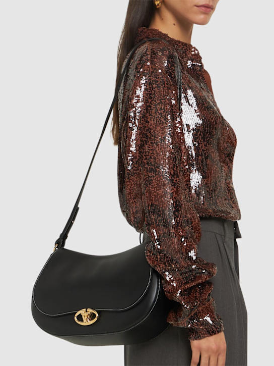 Luisaviaroma Borsa Saddle in pelle con logo Sottocosto