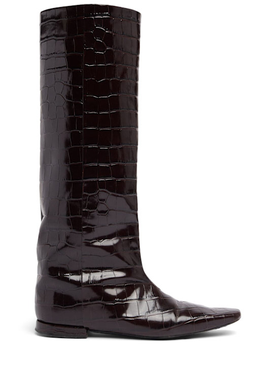Luisaviaroma Stivali alti Ellie in pelle goffrata 10mm
