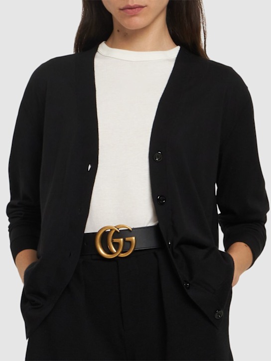 Luisaviaroma Cintura in pelle con logo GG 4cm Saldi Di Fabbrica