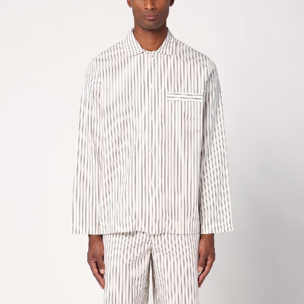 Tekla Camicia pigiama beige a righe