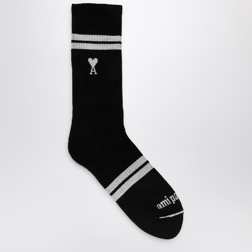 Ami Paris Calza nera/bianca in misto cotone con logo