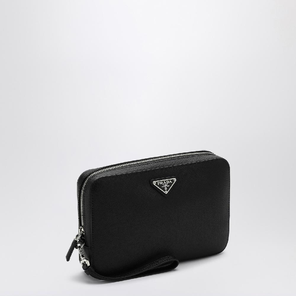 Prada Pouch nera in pelle Saffiano Nuovo