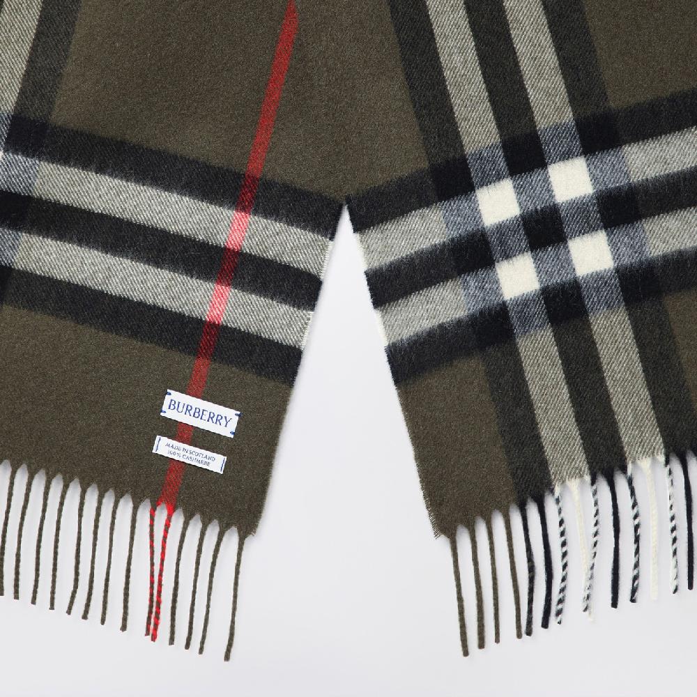 Burberry Sciarpa verde scura motivo Check in cashmere Qualità