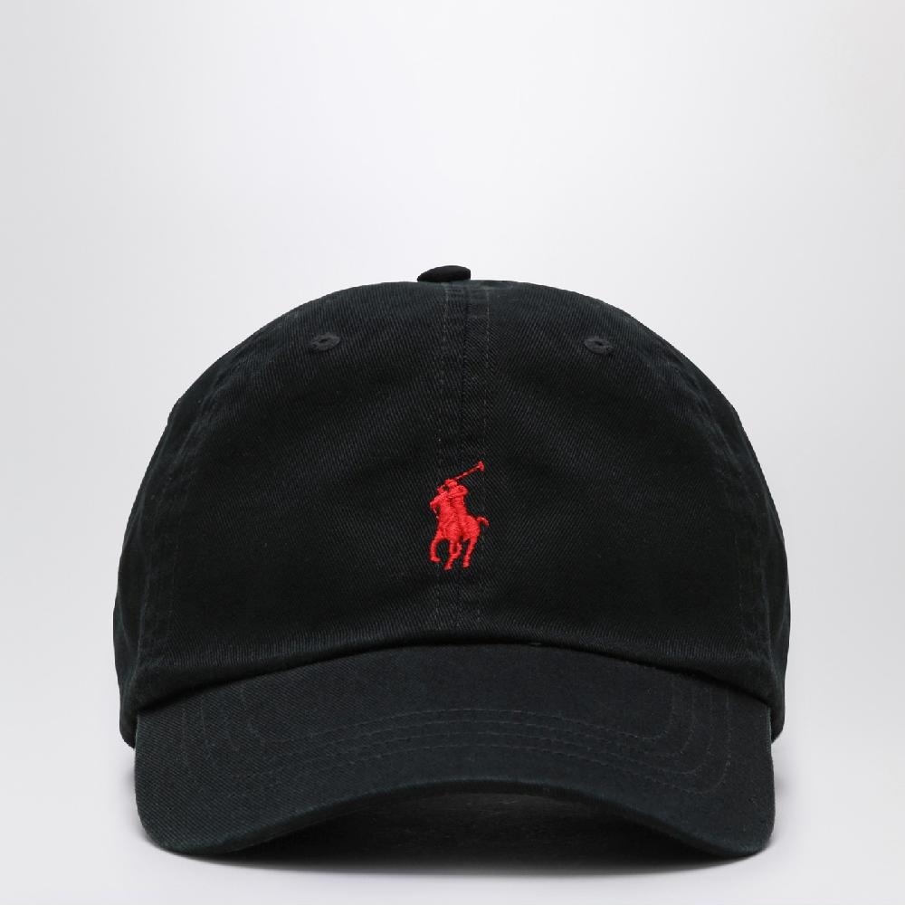 Polo Ralph Lauren Cappello nero in cotone con logo Spedizione Gratuita