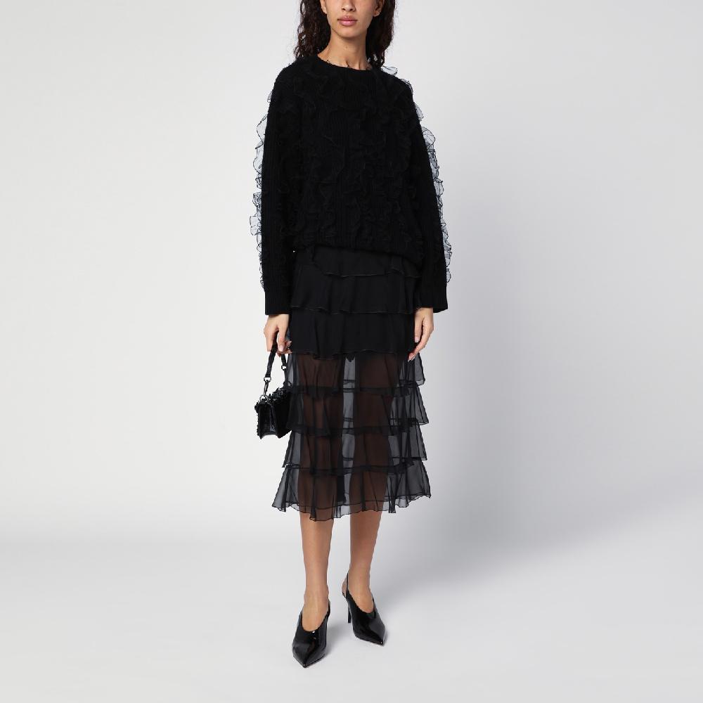Valentino Garavani Maglione nero con ruches Shopping Online