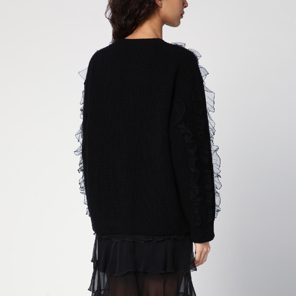 Valentino Garavani Maglione nero con ruches Shopping Online