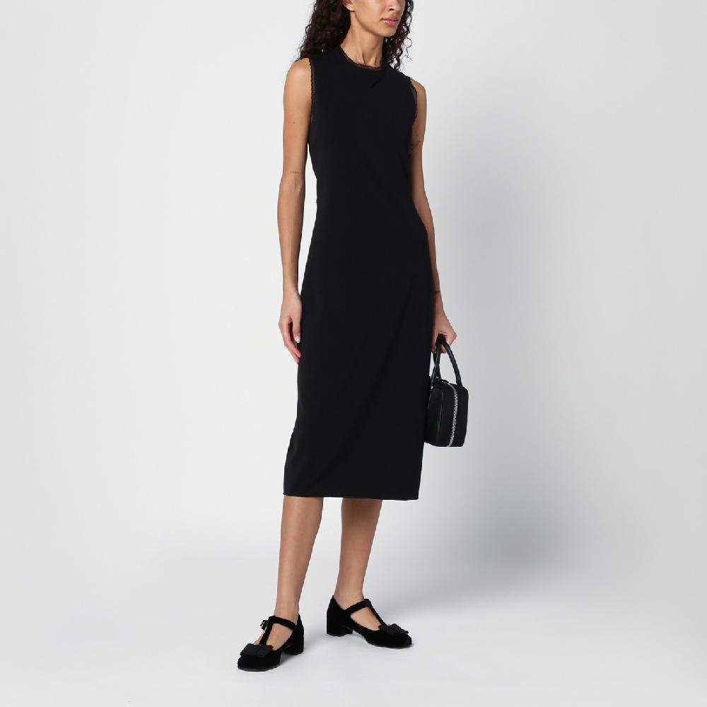 Prada Abito midi nero con dettagli in pizzo Sottocosto