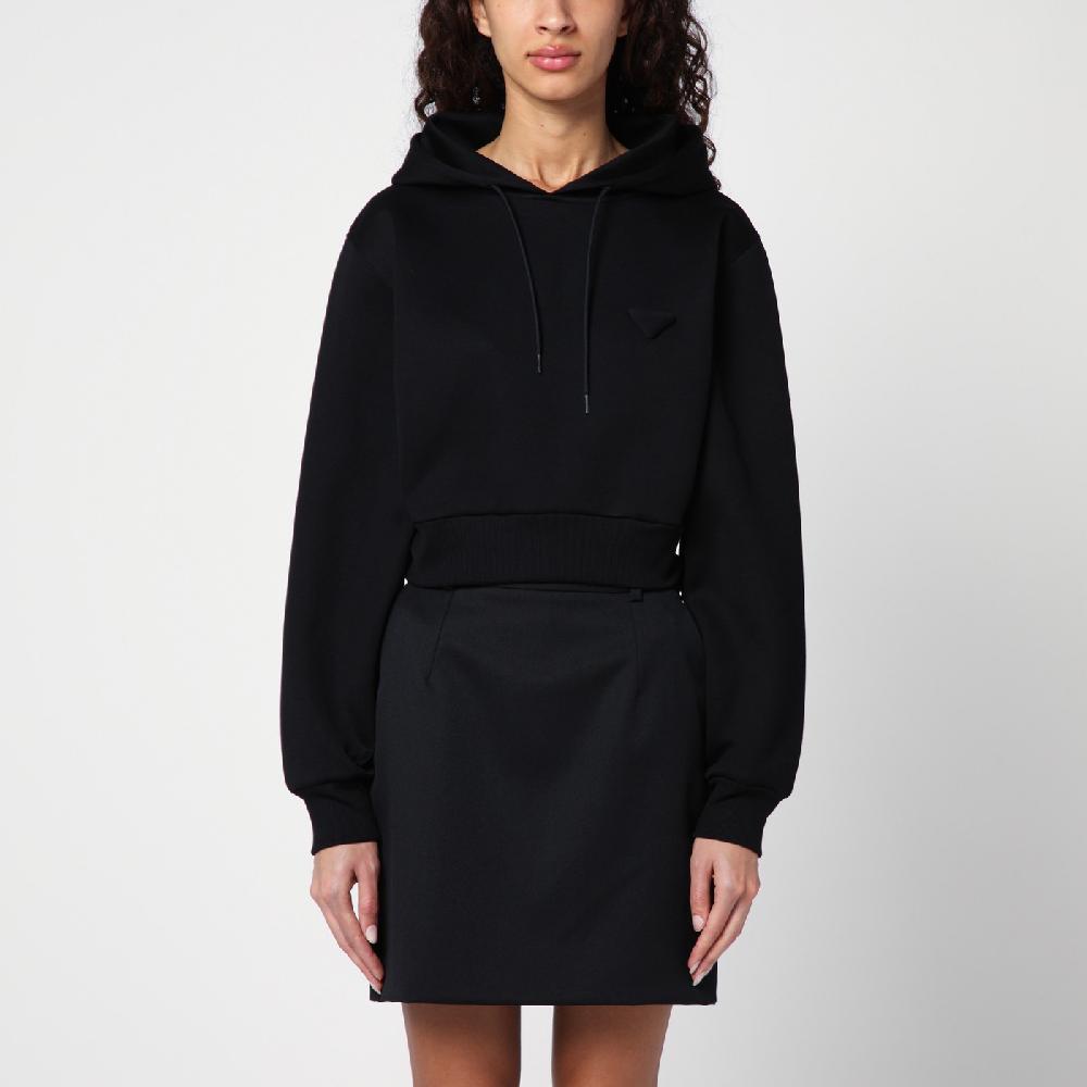 Prada Felpa con cappuccio nera con triangolo logo