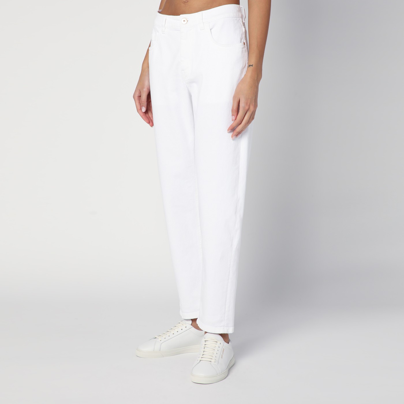 Brunello Cucinelli Pantalone bianco in cotone Offerta