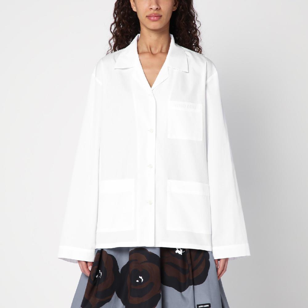 Miu Miu Camicia bianca in popeline con tasche