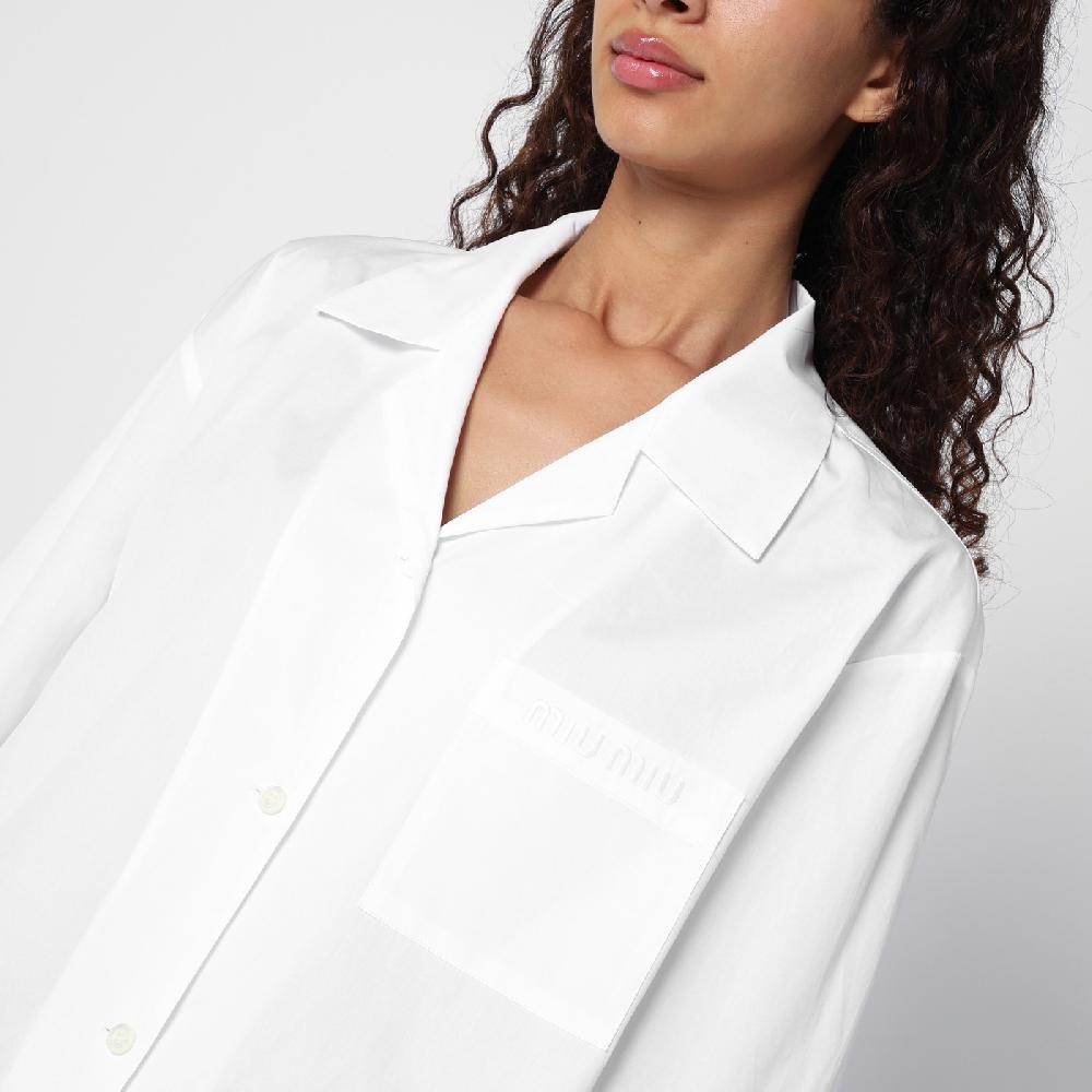 Miu Miu Camicia bianca in popeline con tasche Economico