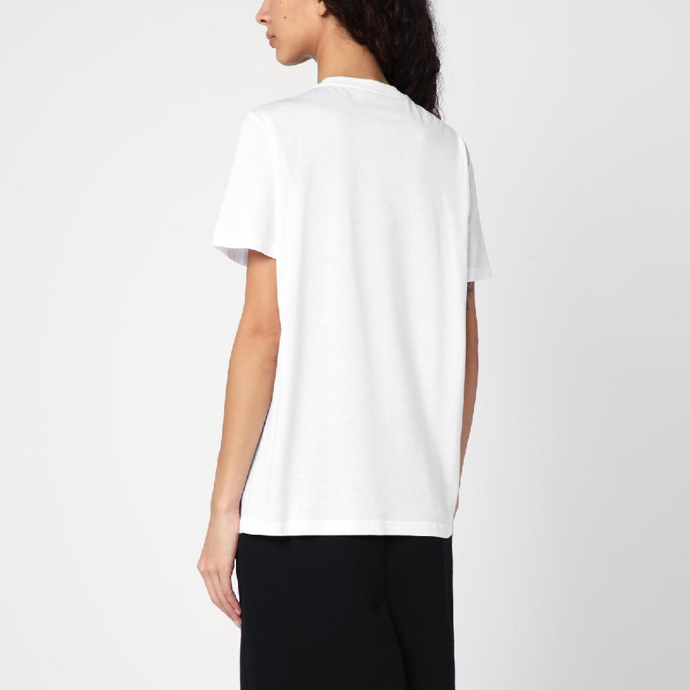 Prada T-shirt bianca in jersey con logo triangolo ricamato Online