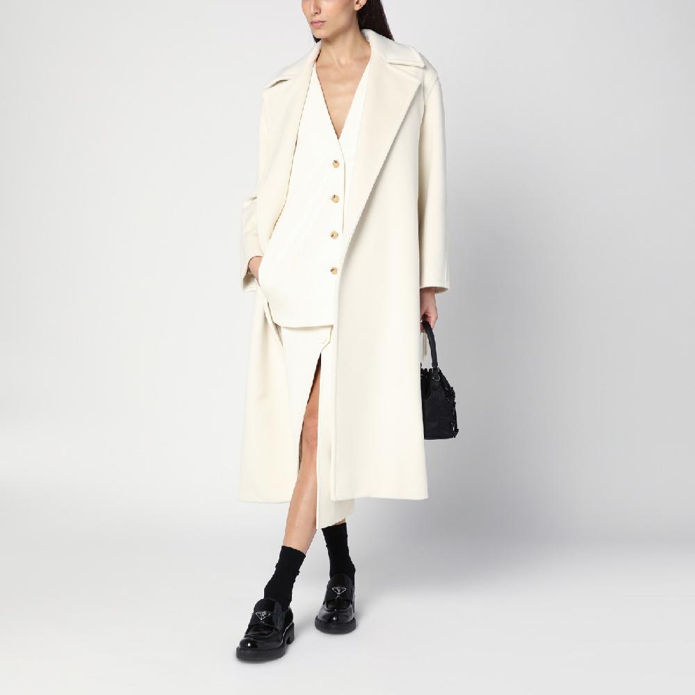 Max Mara Cappotto vestaglia bianco in misto cashmere Saldi Di Fabbrica