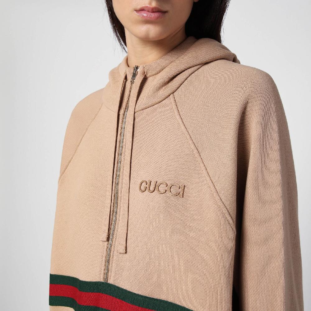 GUCCI Felpa beige con nastro Web Negozio