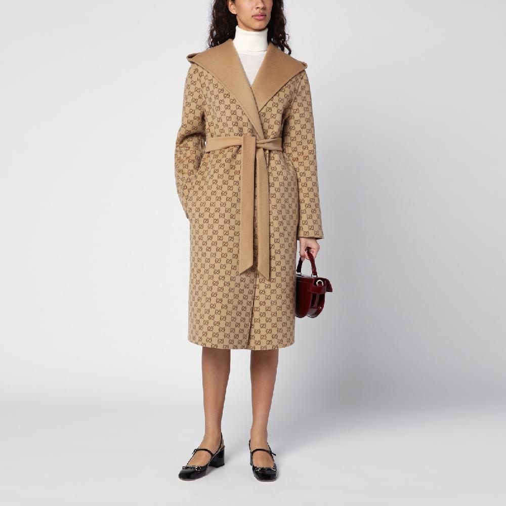 GUCCI Cappotto con cintura reversibile beige Moda