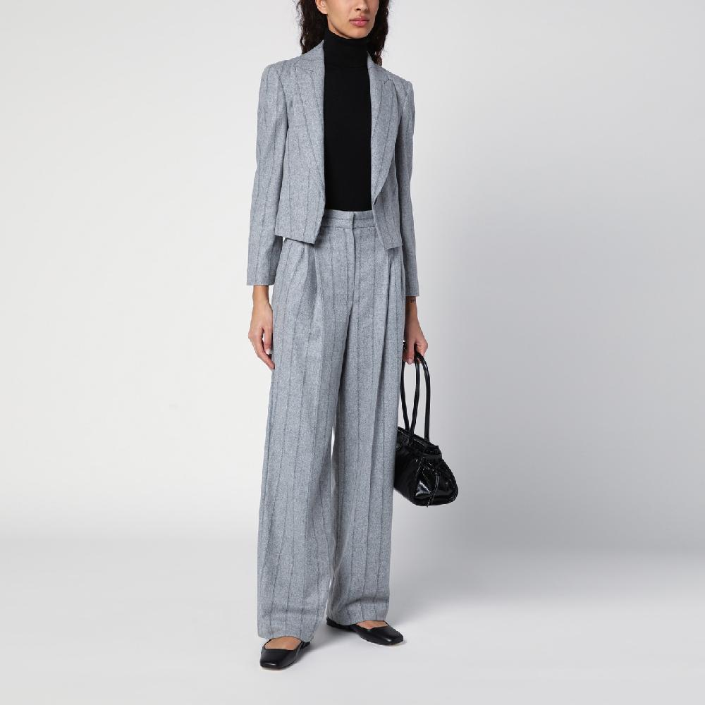 Brunello Cucinelli Pantalone ampio grigio chiaro rigato 2025