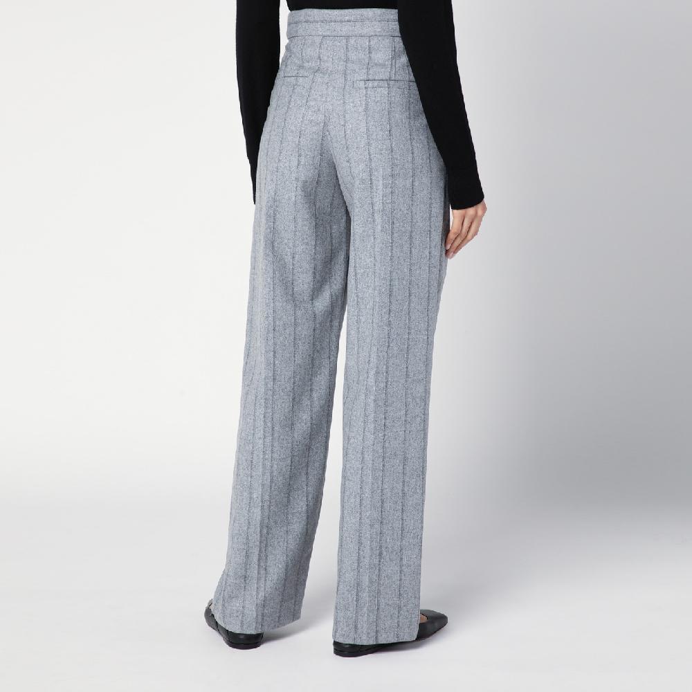 Brunello Cucinelli Pantalone ampio grigio chiaro rigato 2025
