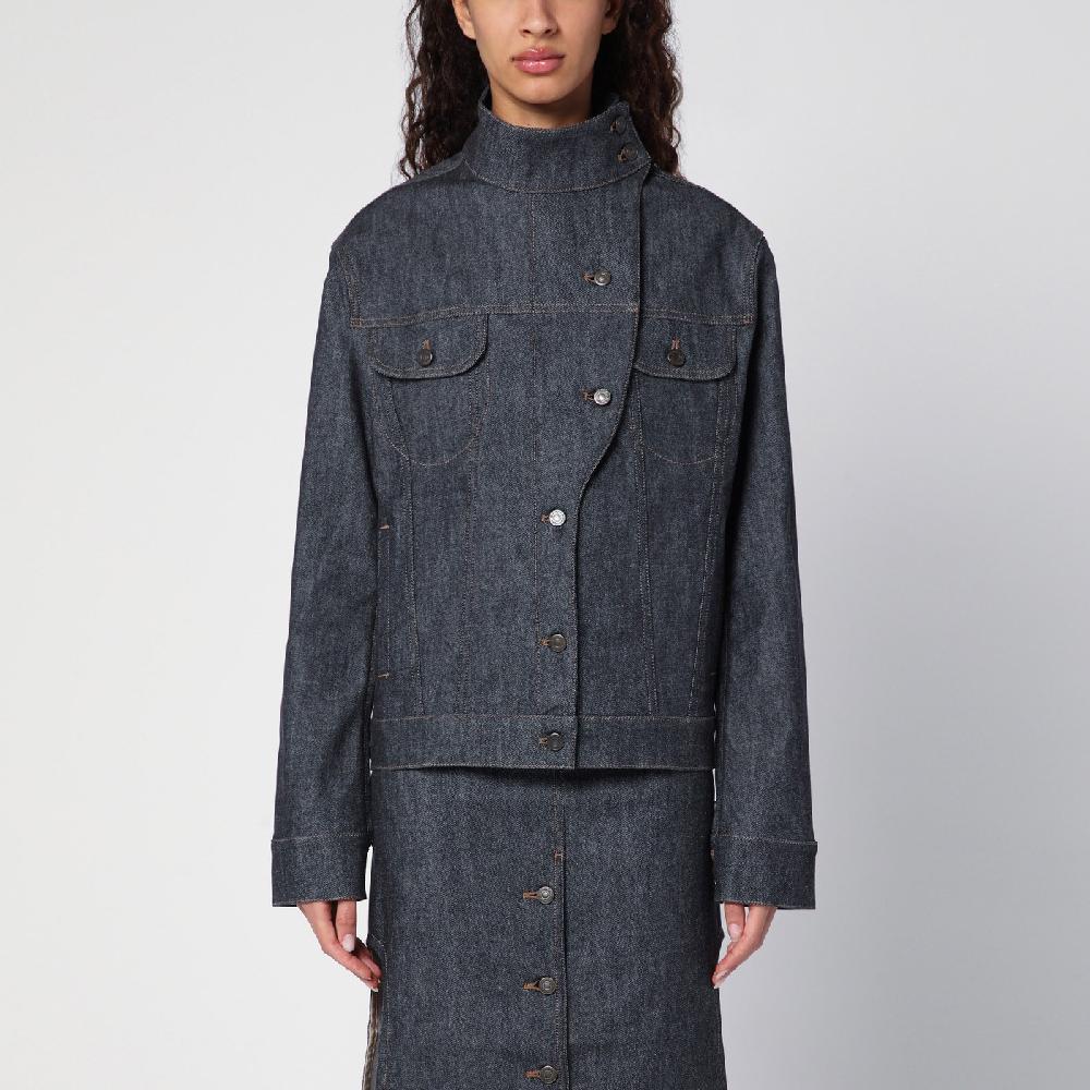 Courru00e8ges Giacca asimmetrica grigia scura in denim