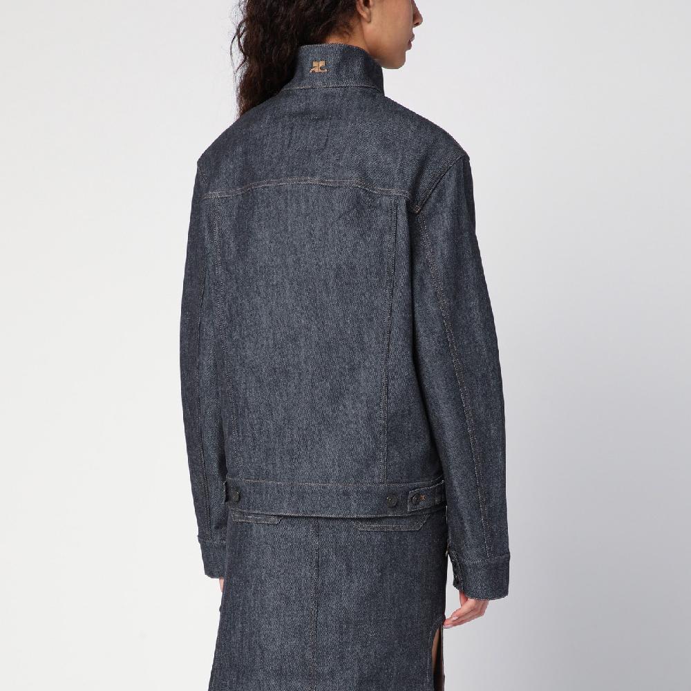 Courru00e8ges Giacca asimmetrica grigia scura in denim Qualità