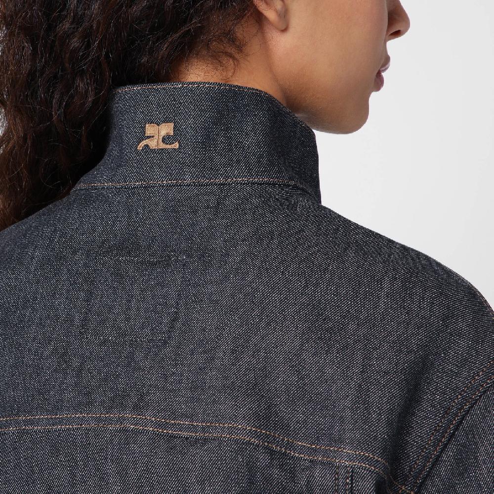 Courru00e8ges Giacca asimmetrica grigia scura in denim Qualità