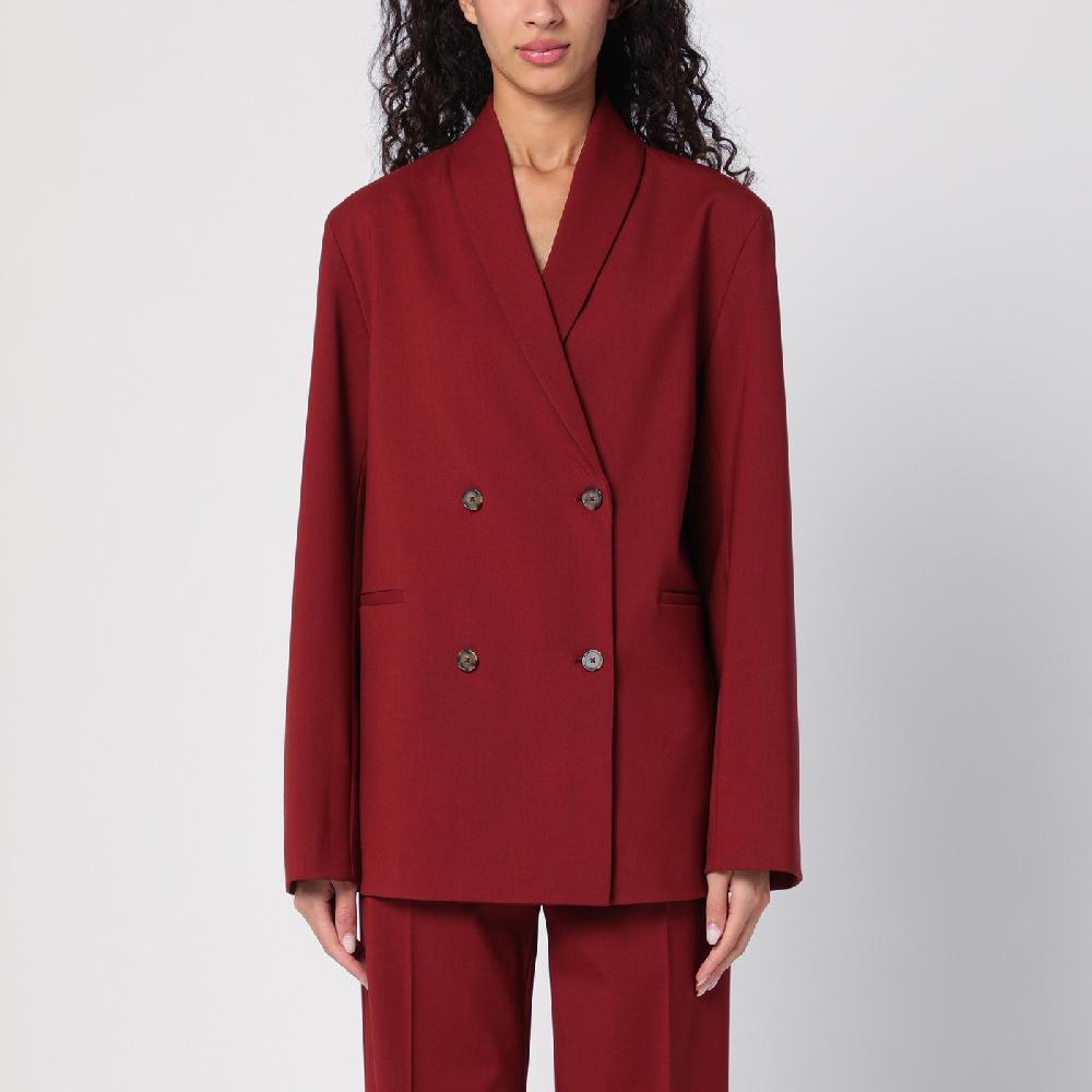 Loulou Studio Giacca doppiopetto bordeaux in lana