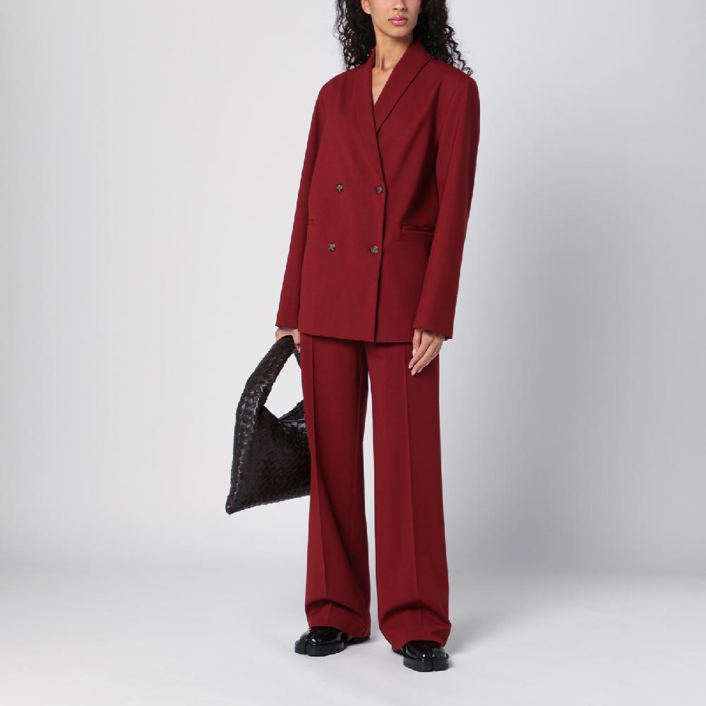 Loulou Studio Pantalone a palazzo in lana bordeaux Consegna Veloce