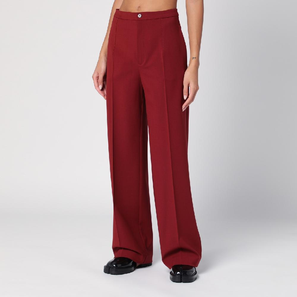 Loulou Studio Pantalone a palazzo in lana bordeaux Consegna Veloce