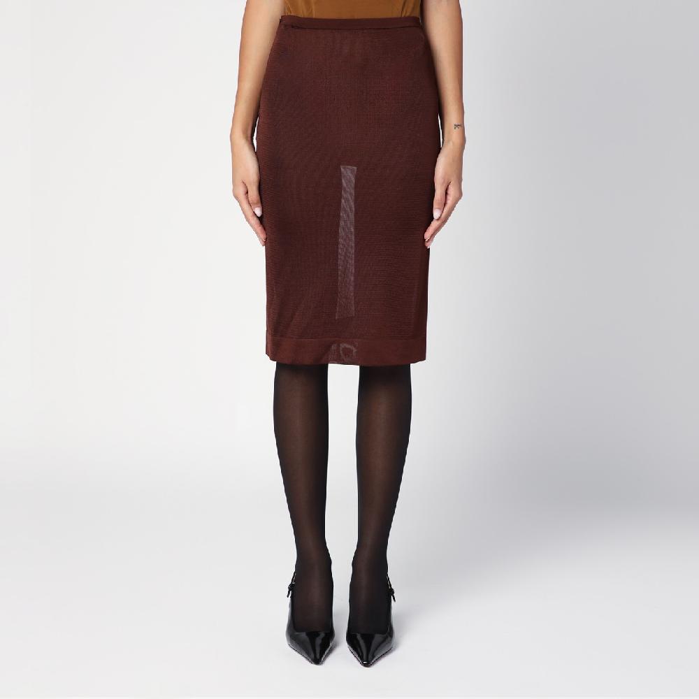 Saint Laurent Gonna midi semitrasparente marrone Promozione Limitata