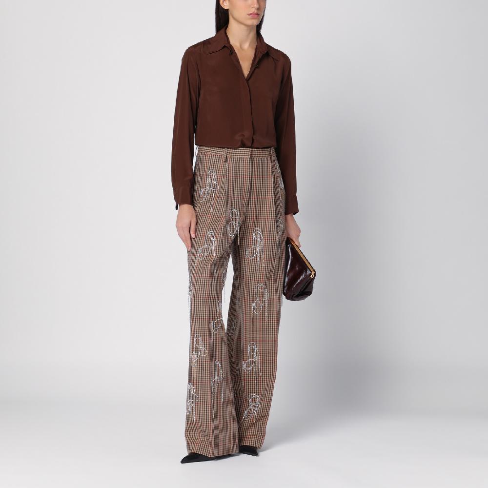 Dries Van Noten Camicia marrone in misto seta Fino Al -60%