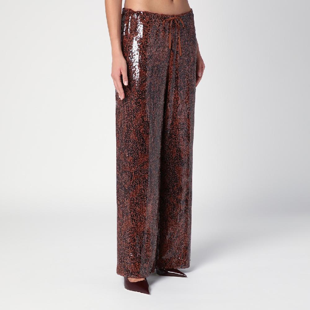 Dries Van Noten Pantalone ampio marrone con micro paillette Affare Del Giorno