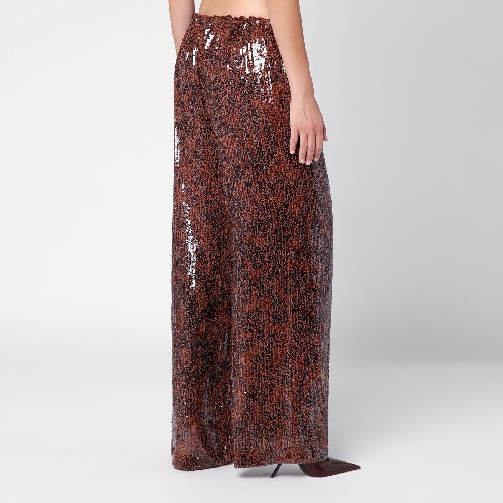 Dries Van Noten Pantalone ampio marrone con micro paillette Affare Del Giorno