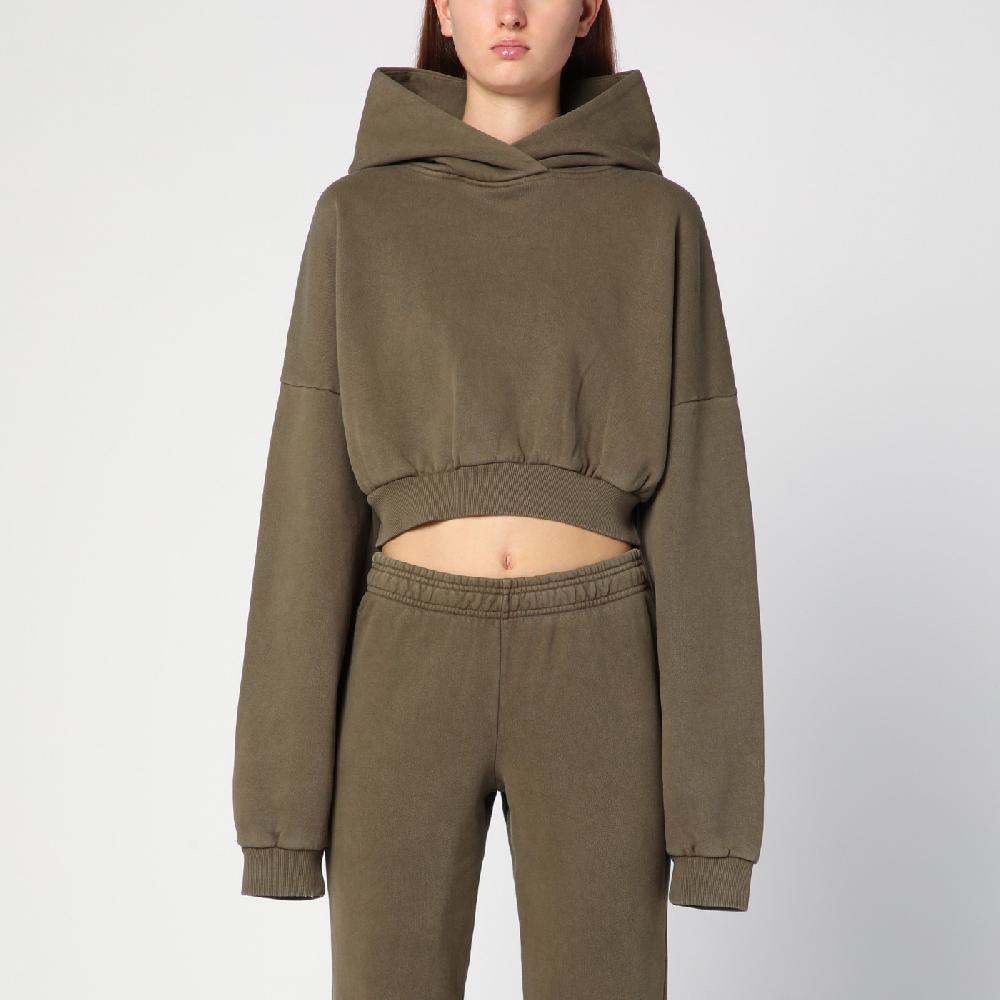 Entire Studios Felpa cropped verde militare in cotone organico Nuova